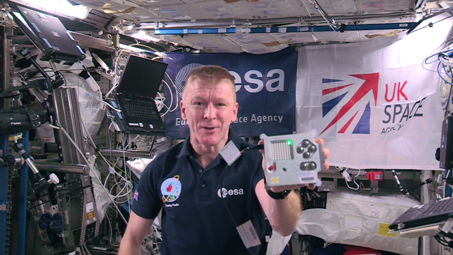 Tim Peake and one of the Mark 1 Astro Pi computers.