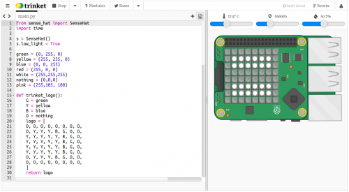 Sense HAT emulator on Trinket