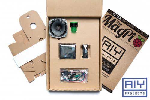 Issue 57 of The MagPi, showing the Google AIY Voice Projects Kit