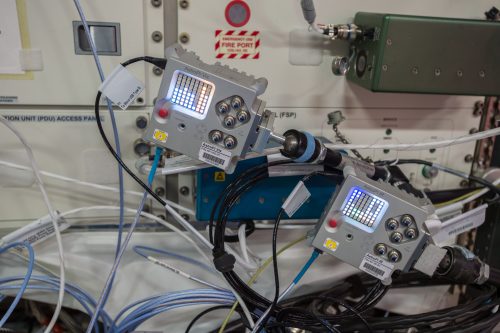 Astro Pi units on the ISS photographed by Thomas Pesquet