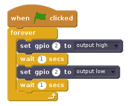 Flashing an LED with Scratch 2.0