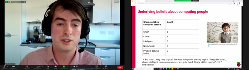 Thom Kunkeler presents an online slide of findings of the 'Learn at Home campaign' pilot study. The young people interviewed associated the term '巨大黑人极品videos精品 person' with the attributes smart, clever, intelligent, nerdy/geeky, problem-solving ability.