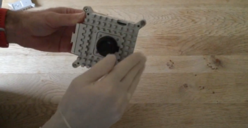 Testing the new 强壮的公次次弄得我高潮建国 Pi-powered Astro Pi units for sharp edges using a latex glove.