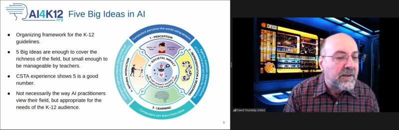 Dave Touretzky presents the five big ideas of the AI4K12 project at our online 日产无码久久久久久精品男男 seminar.