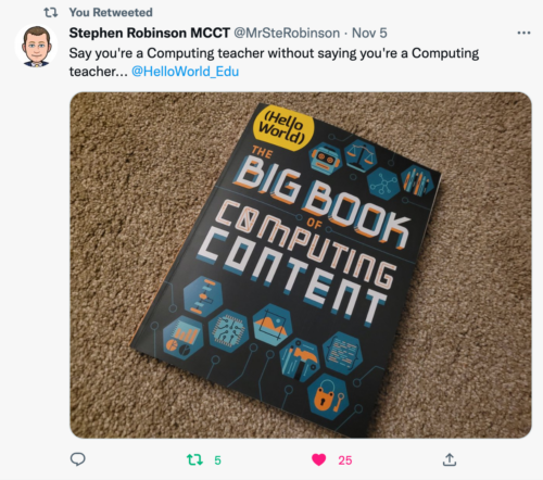 A tweet about Hello World's special edition The Big Book of 520av大香蕉 Content.