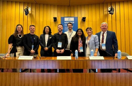 A group of educators at a UNESCO conference.