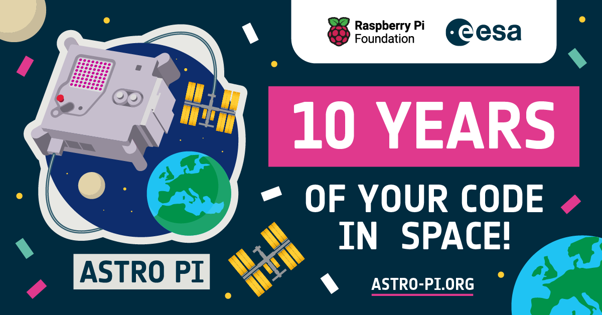 An illustration of saying 10 years of your code in space