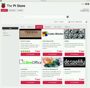 Pi Store menu Pi Store menu