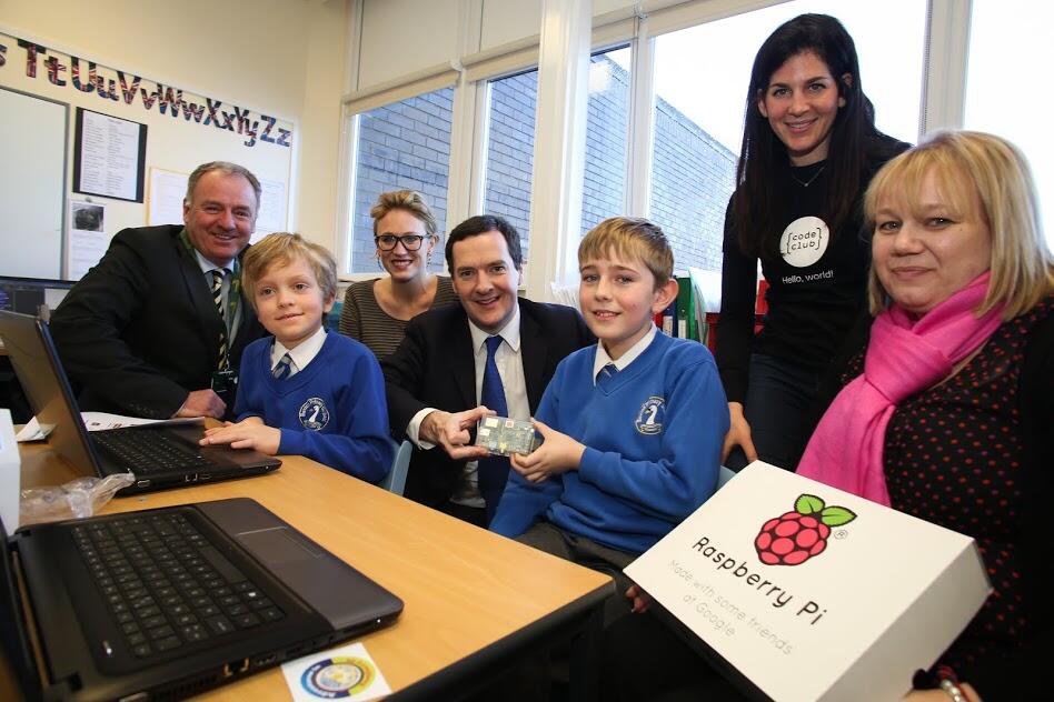 code club pro Pupils and teachers with George Osborn