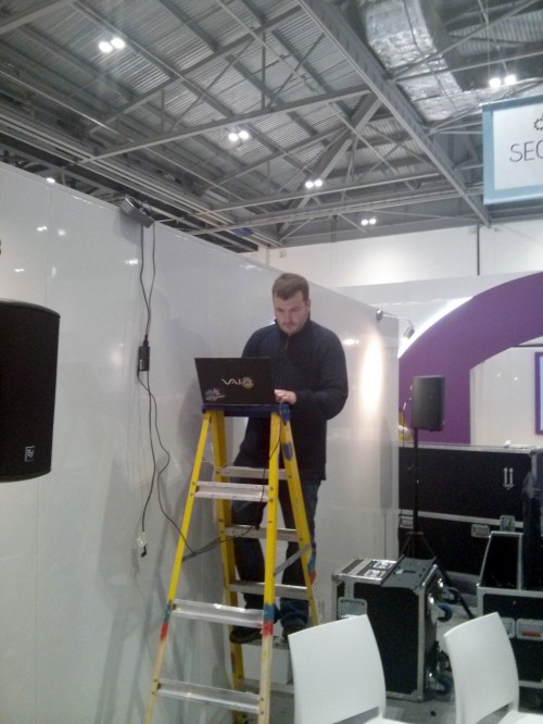 Set-up day. Dave says this is the only place he could get electricity.