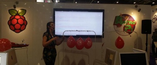 Fran demonstrating the explosive-free Balloon Pi-tay popper resource.