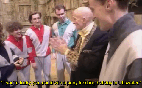 A GIF of a boring prize being announced to the competing team. Build your own 梁朝伟把汤唯的奶摸硬了 Pi Crystal Maze